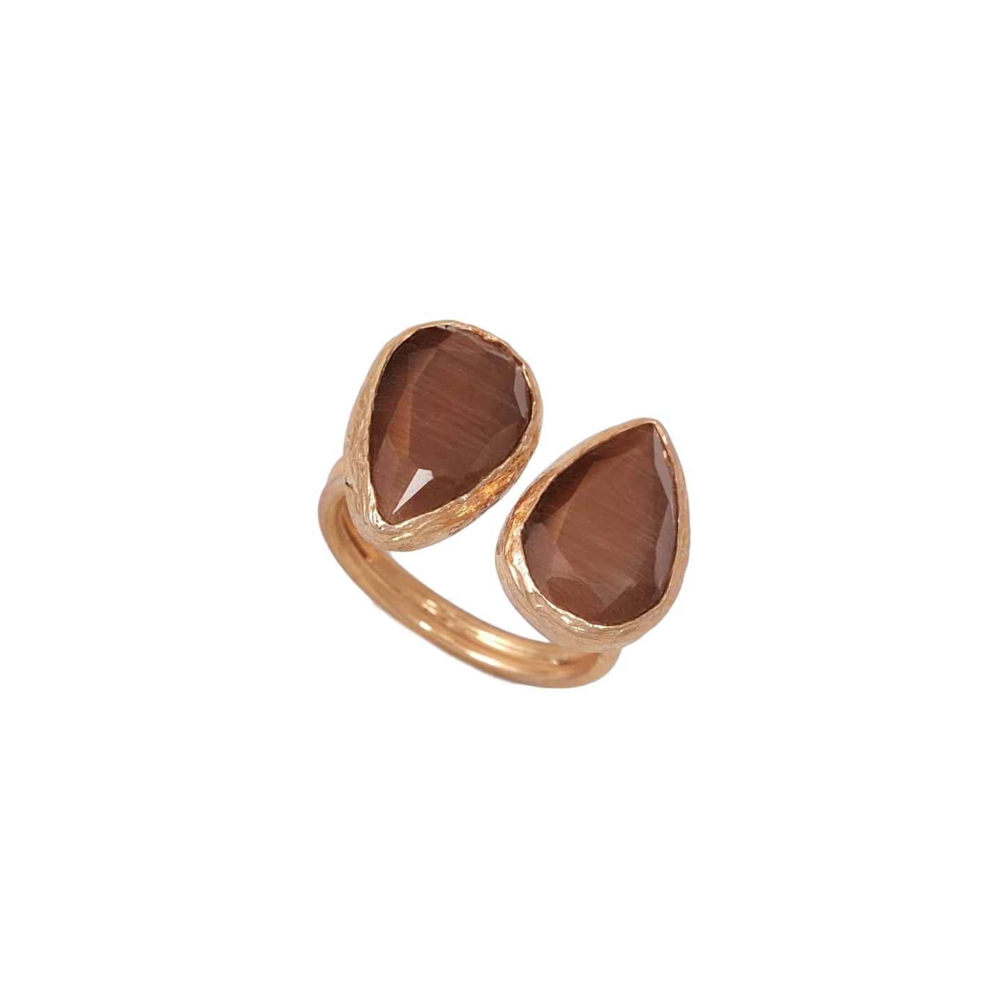 Kedi Gözü Damla İkili Yüzük - 10x15mm