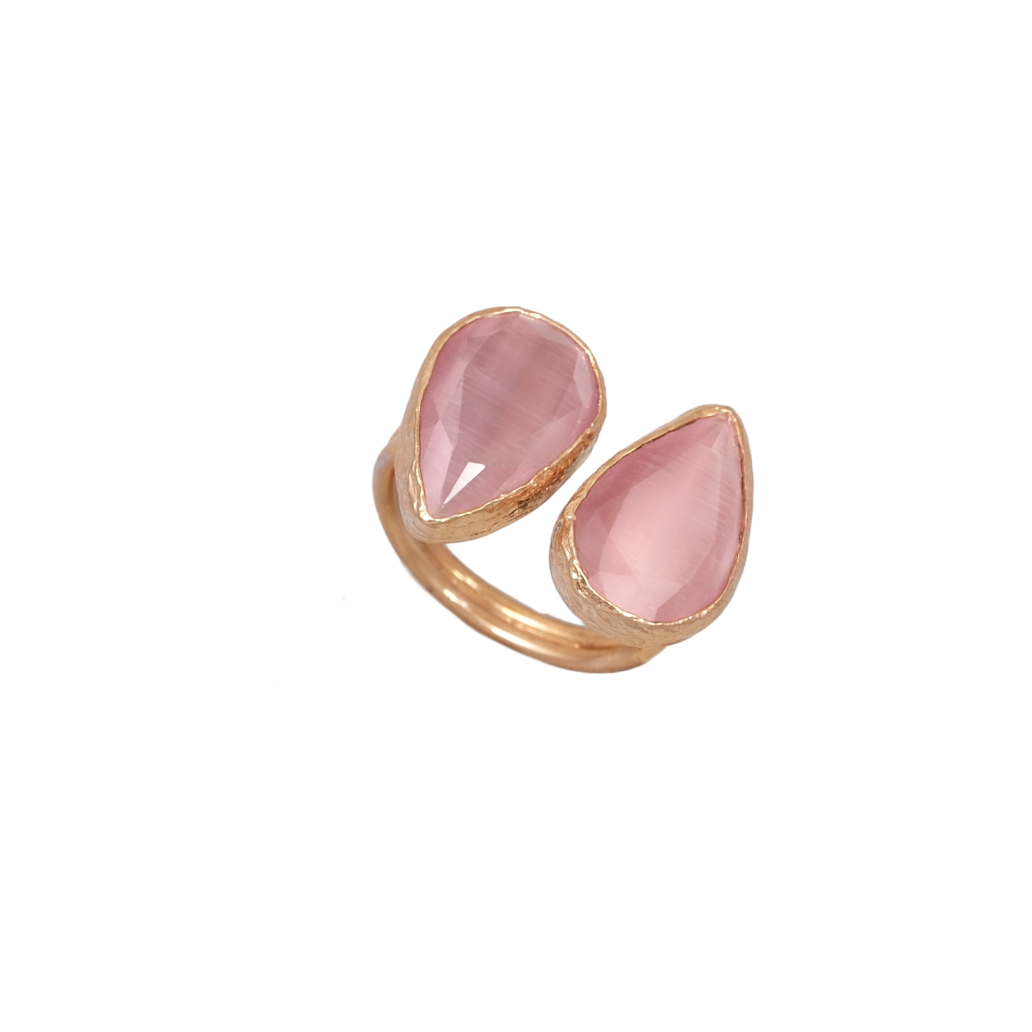 Kedi Gözü Damla İkili Yüzük - 10x15mm
