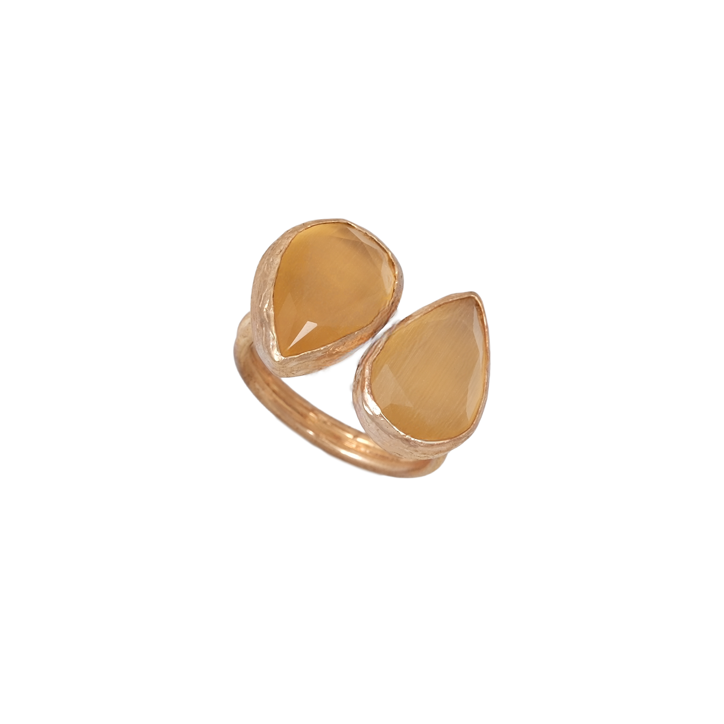 Kedi Gözü Damla İkili Yüzük - 10x15mm