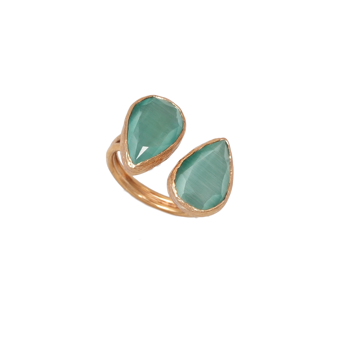 Kedi Gözü Damla İkili Yüzük - 10x15mm