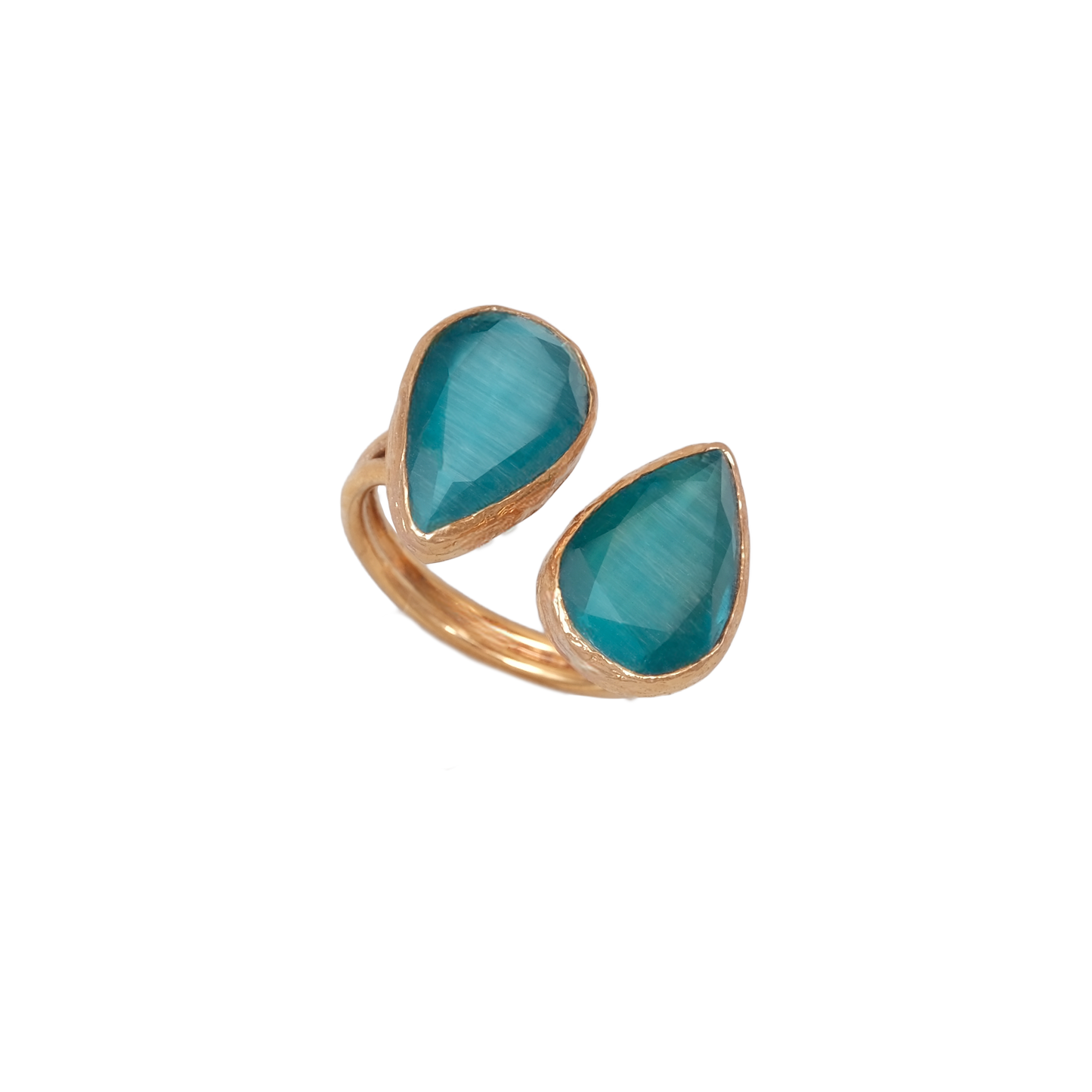 Kedi Gözü Damla İkili Yüzük - 10x15mm