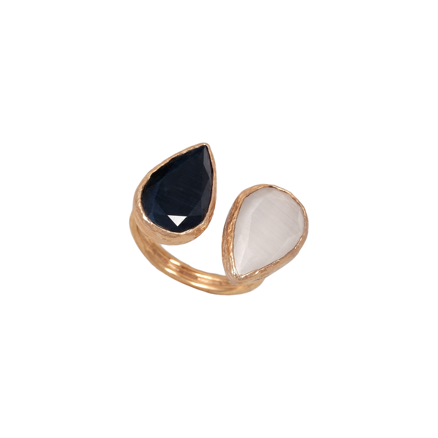 Kedi Gözü Damla İkili Yüzük - 10x15mm