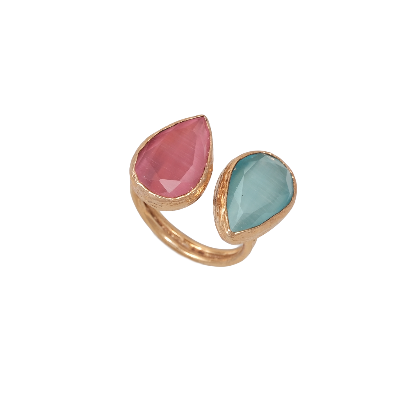Kedi Gözü Damla İkili Yüzük - 10x15mm