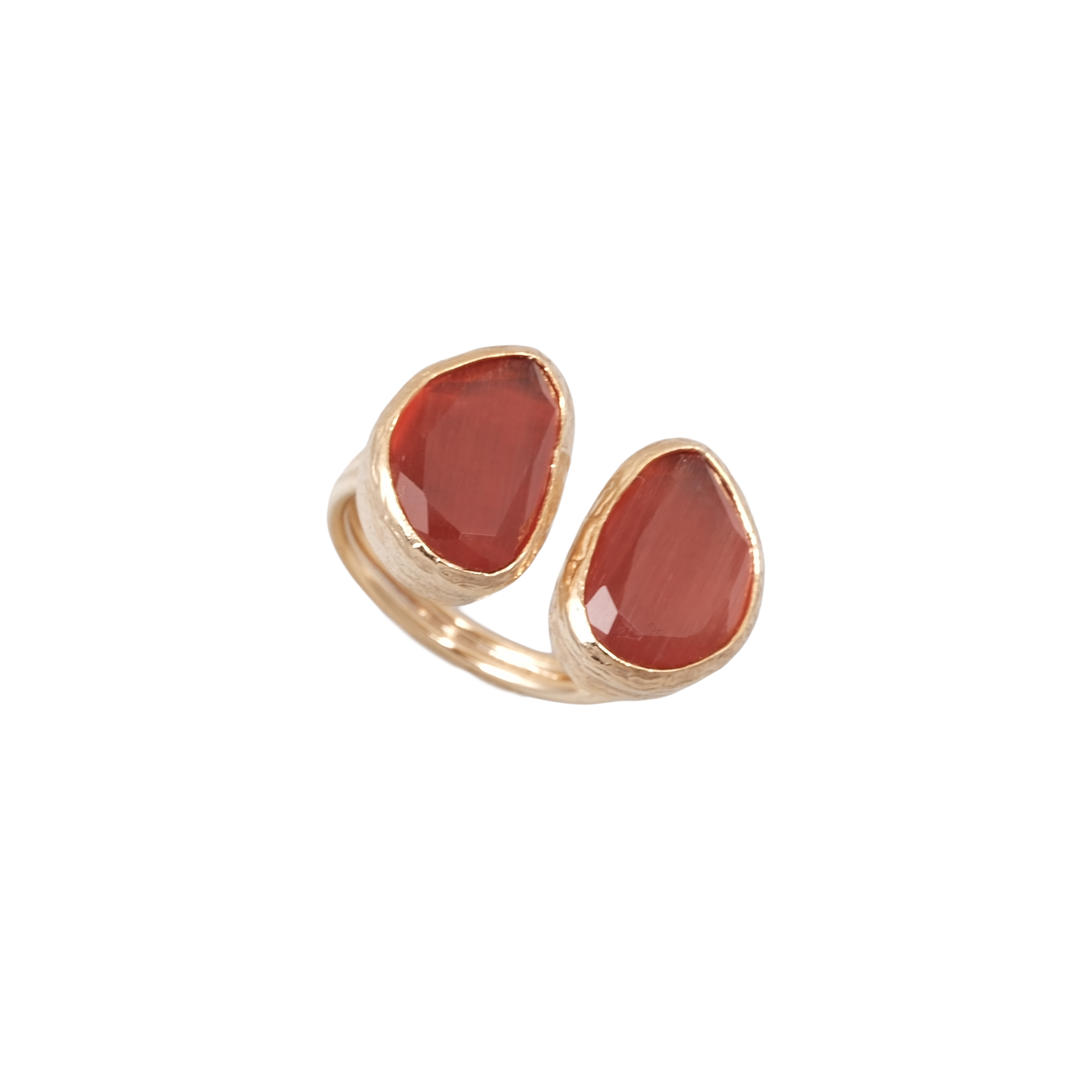 Kedi Gözü Fasulye İkili Yüzük - 10x14mm
