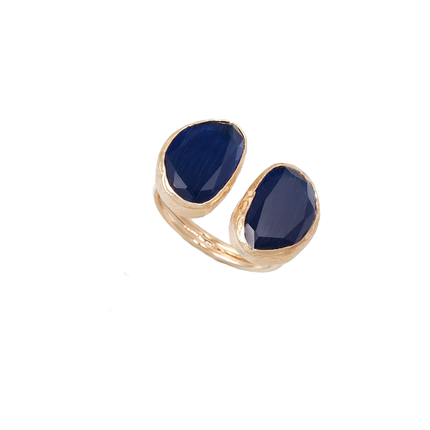 Kedi Gözü Fasulye İkili Yüzük - 10x14mm