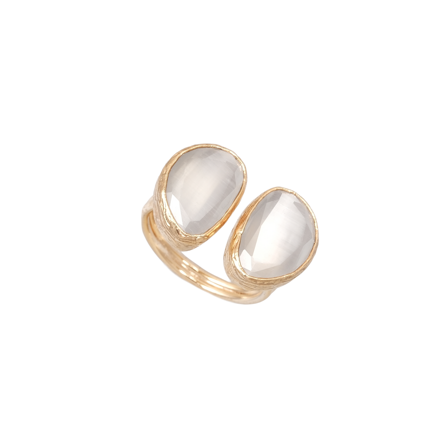 Kedi Gözü Fasulye İkili Yüzük - 10x14mm