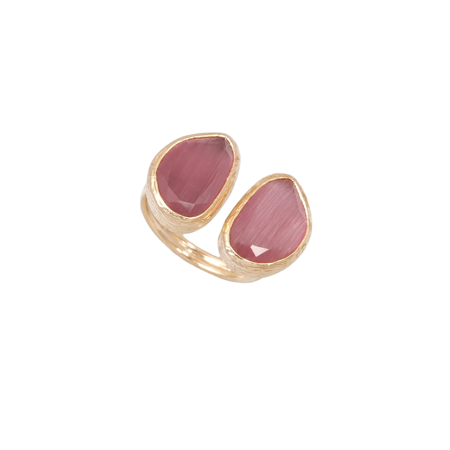 Kedi Gözü Fasulye İkili Yüzük - 10x14mm