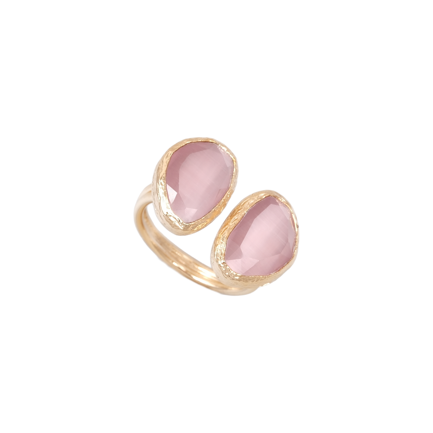Kedi Gözü Fasulye İkili Yüzük - 10x14mm
