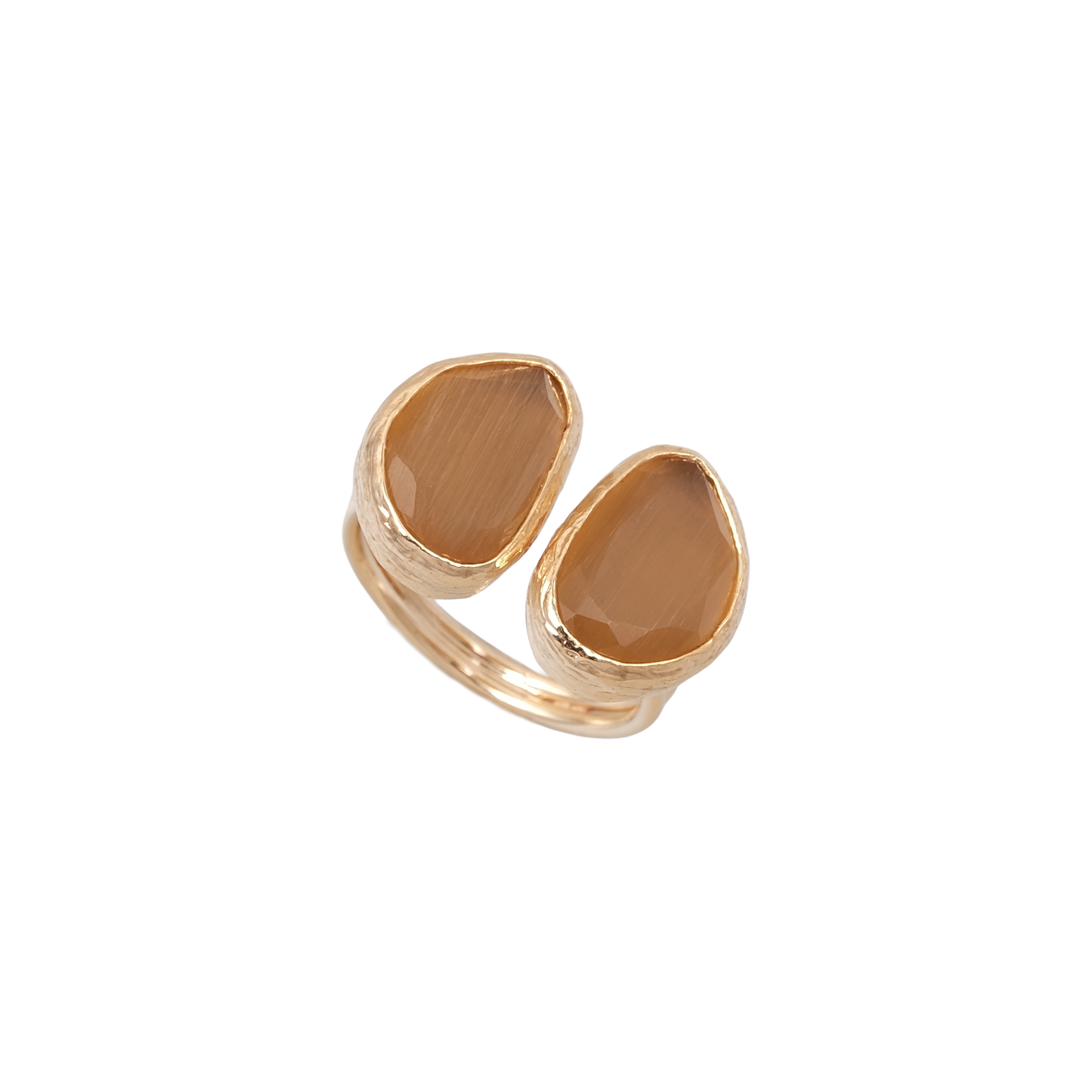 Kedi Gözü Fasulye İkili Yüzük - 10x14mm