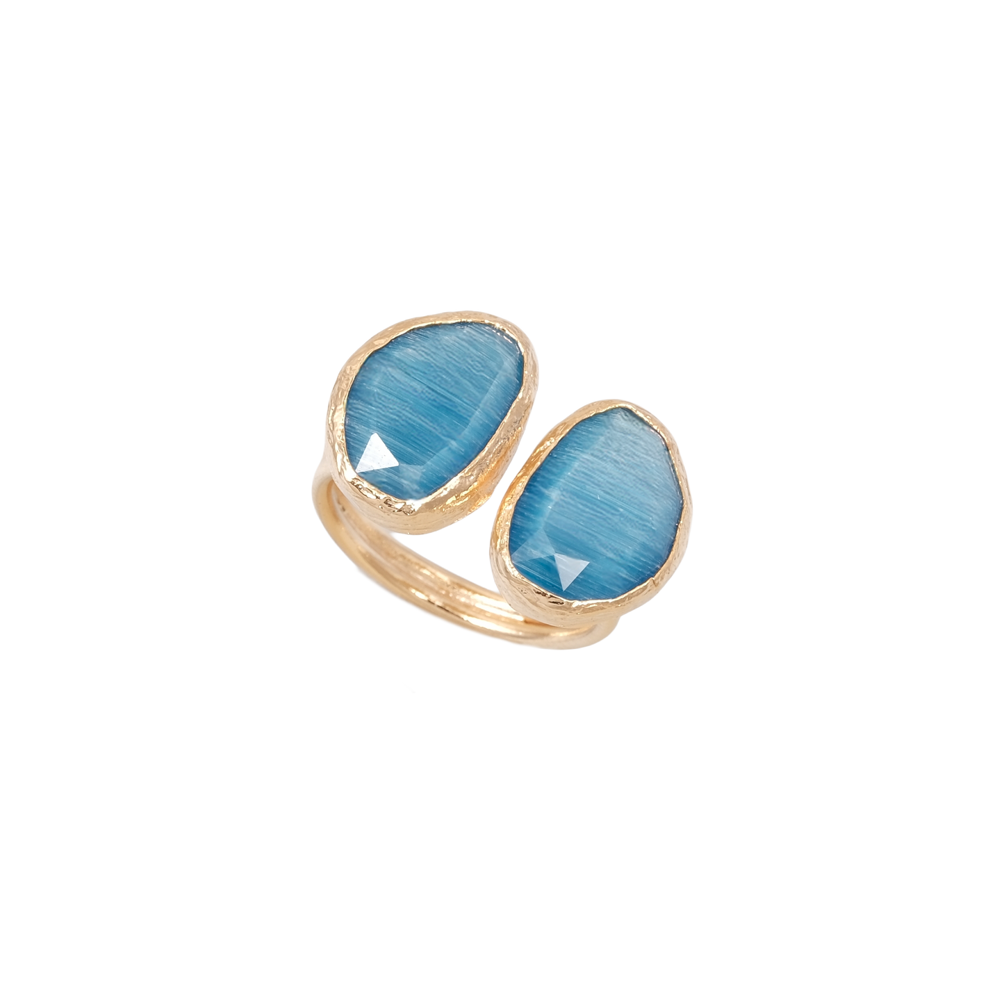 Kedi Gözü Fasulye İkili Yüzük - 10x14mm