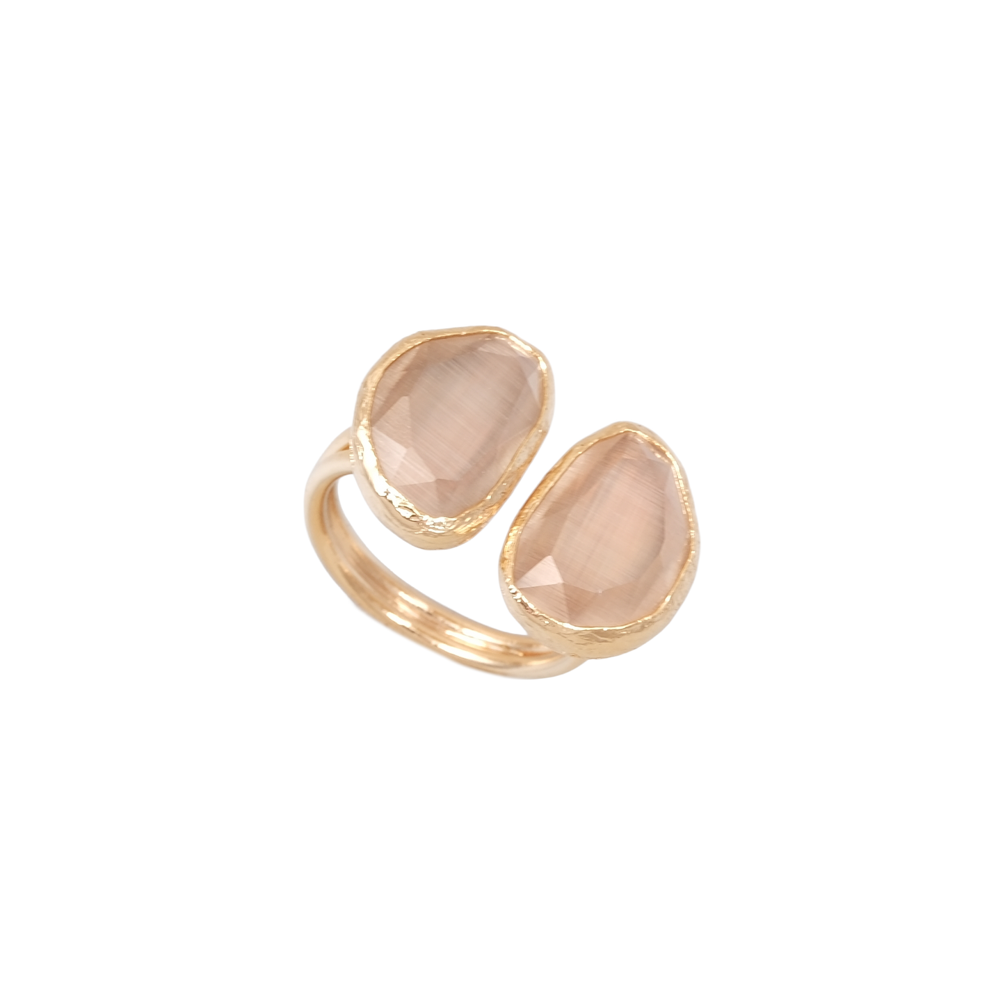 Kedi Gözü Fasulye İkili Yüzük - 10x14mm