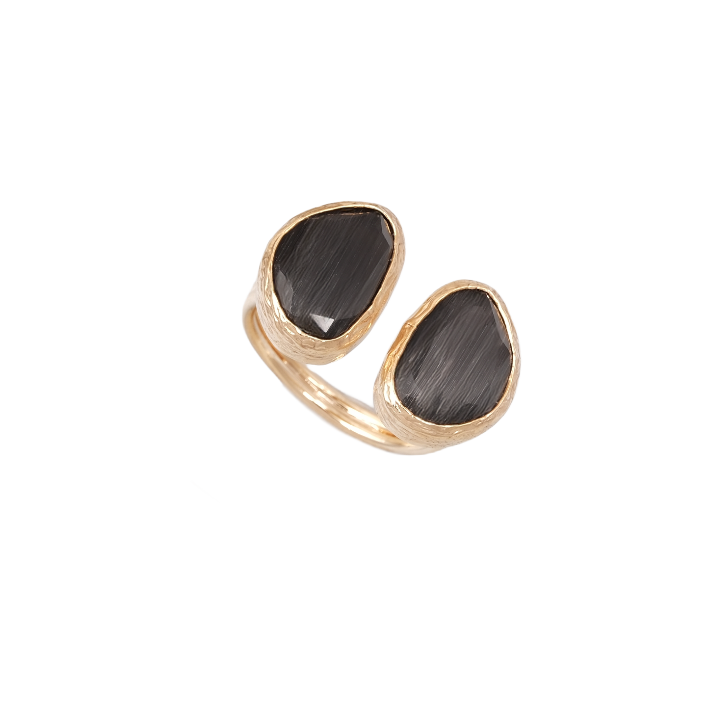 Kedi Gözü Fasulye İkili Yüzük - 10x14mm