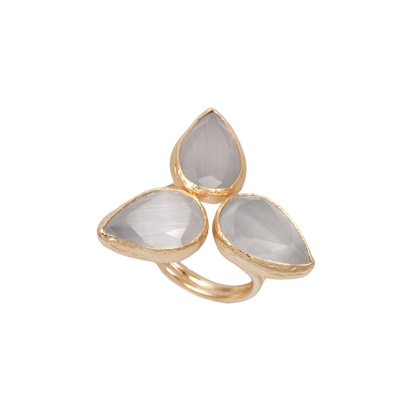 Kedi Gözü Damla Üçlü Yüzük - 10x15mm
