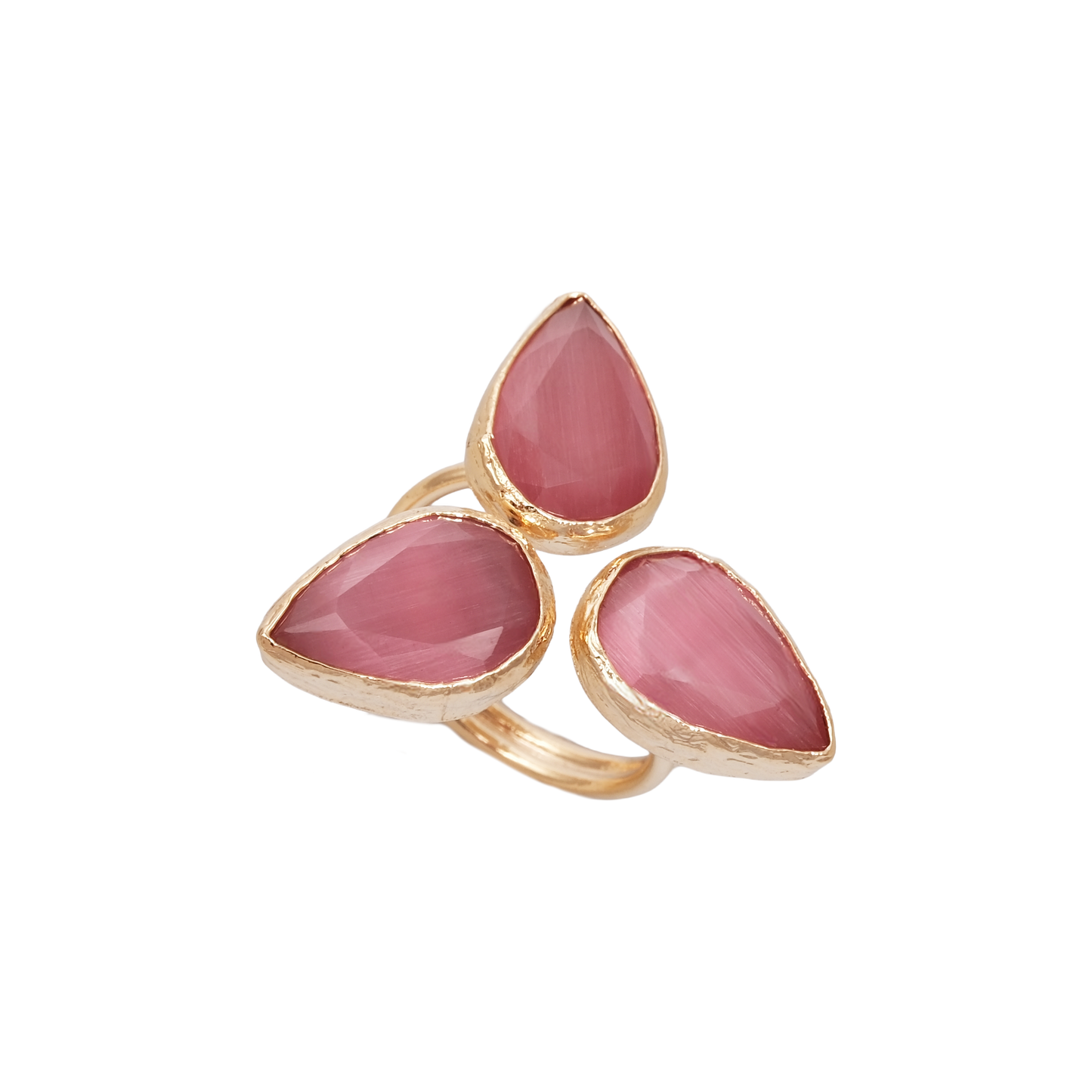 Kedi Gözü Damla Üçlü Yüzük - 10x15mm