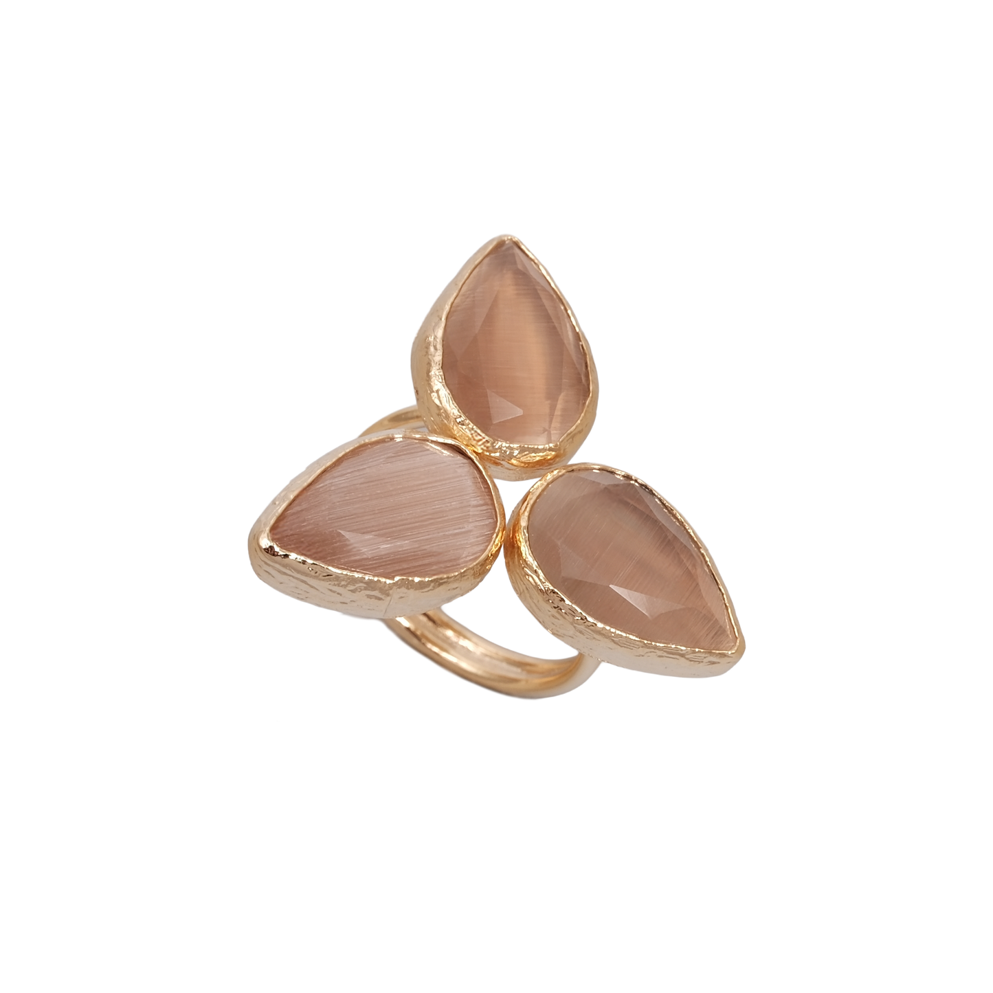 Kedi Gözü Damla Üçlü Yüzük - 10x15mm