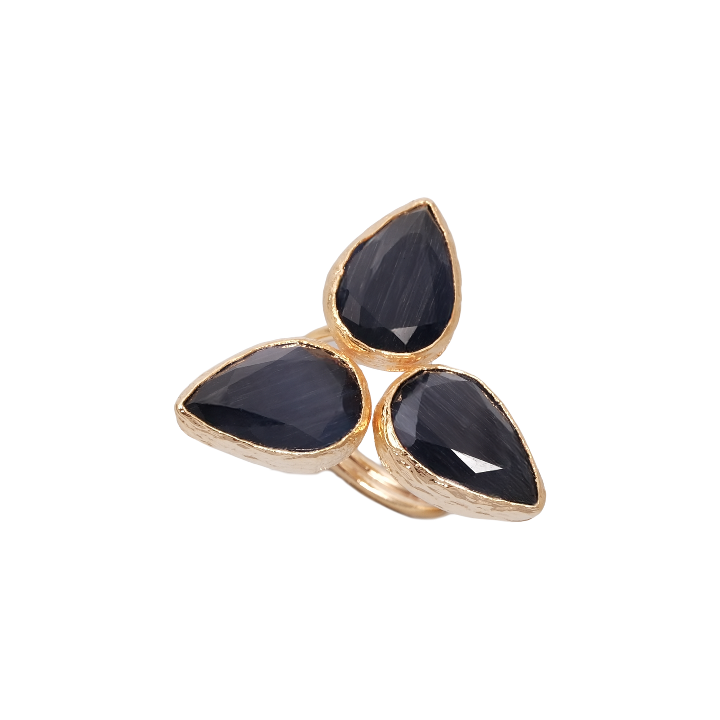 Kedi Gözü Damla Üçlü Yüzük - 10x15mm