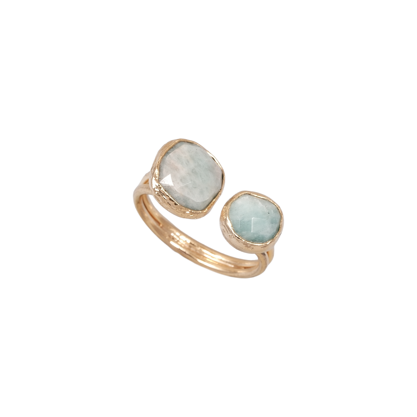 Doğal Taş Dikdörtgen & Oval İkili Yüzük - 10x10mm - 6x9mm