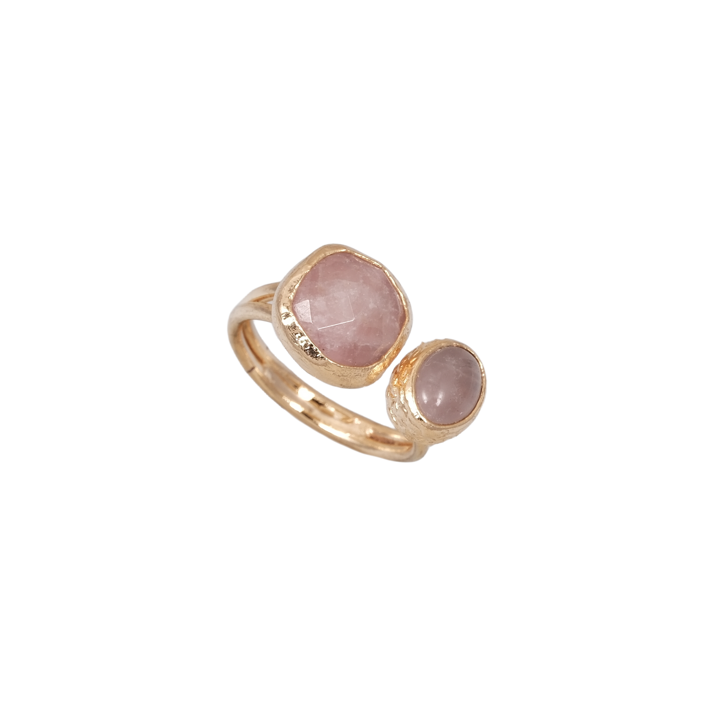 Doğal Taş Dikdörtgen & Oval İkili Yüzük - 10x10mm - 6x9mm