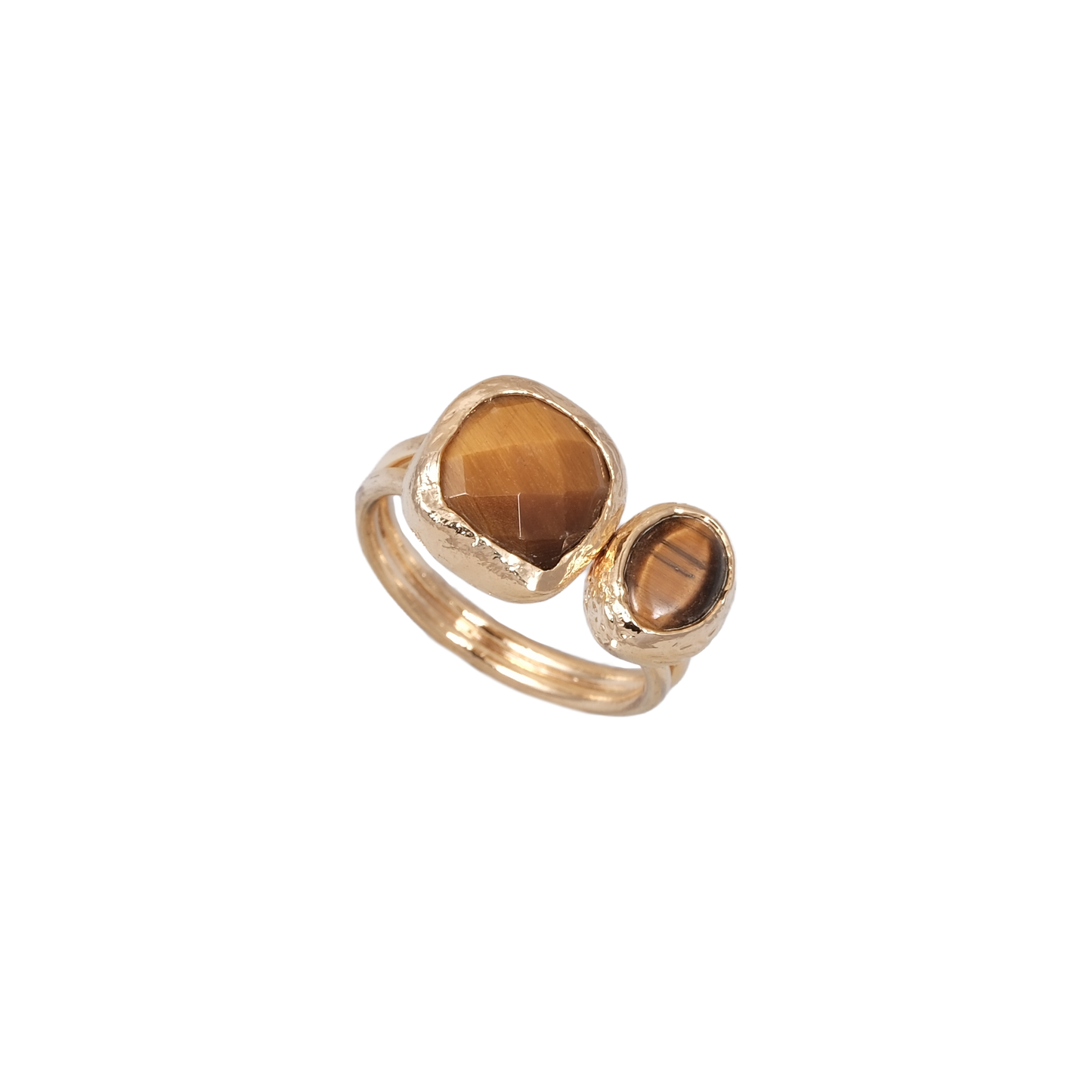 Doğal Taş Dikdörtgen & Oval İkili Yüzük - 10x10mm - 6x9mm