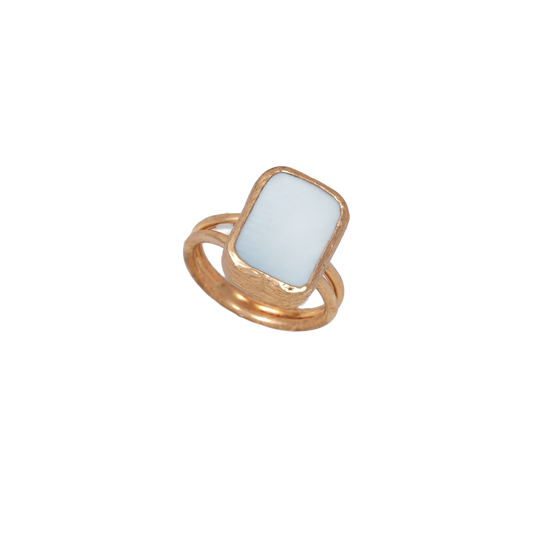 Doğal Taş Dikdörtgen Yüzük - 12x16mm