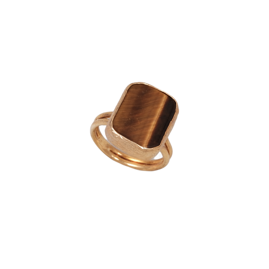 Doğal Taş Dikdörtgen Yüzük - 15x20mm