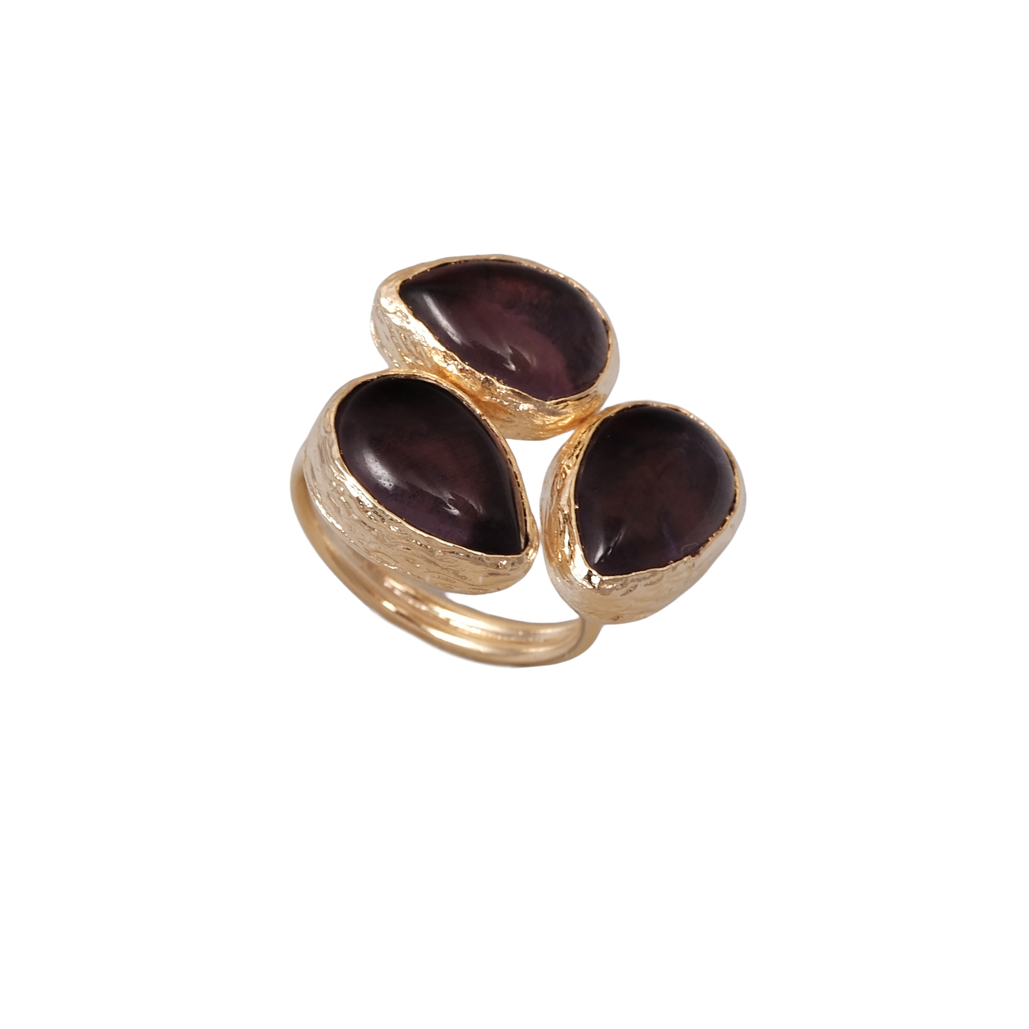 Doğal Taş Damla Üçlü Yüzük - 10x15mm
