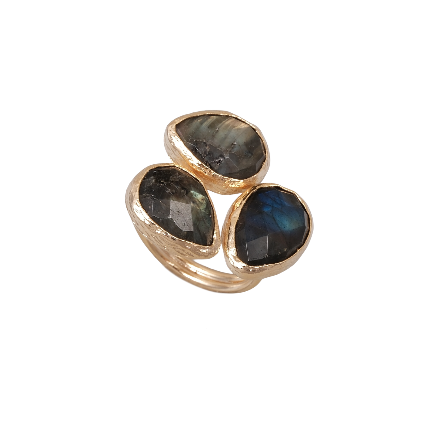 Doğal Taş Damla Üçlü Yüzük - 10x15mm