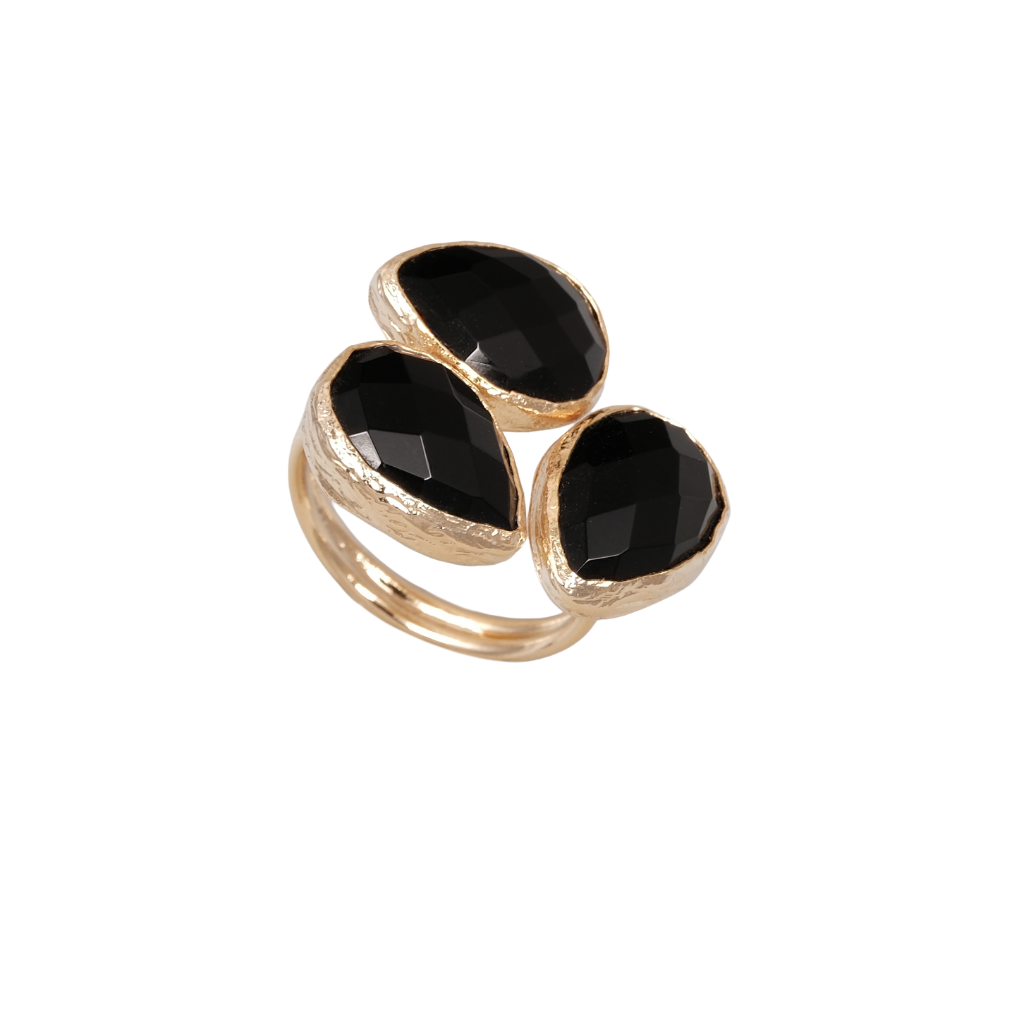 Doğal Taş Damla Üçlü Yüzük - 10x15mm