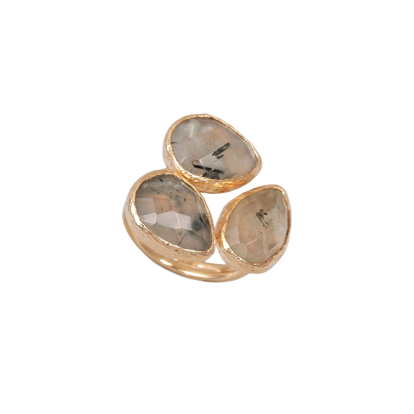 Doğal Taş Damla Üçlü Yüzük - 10x15mm