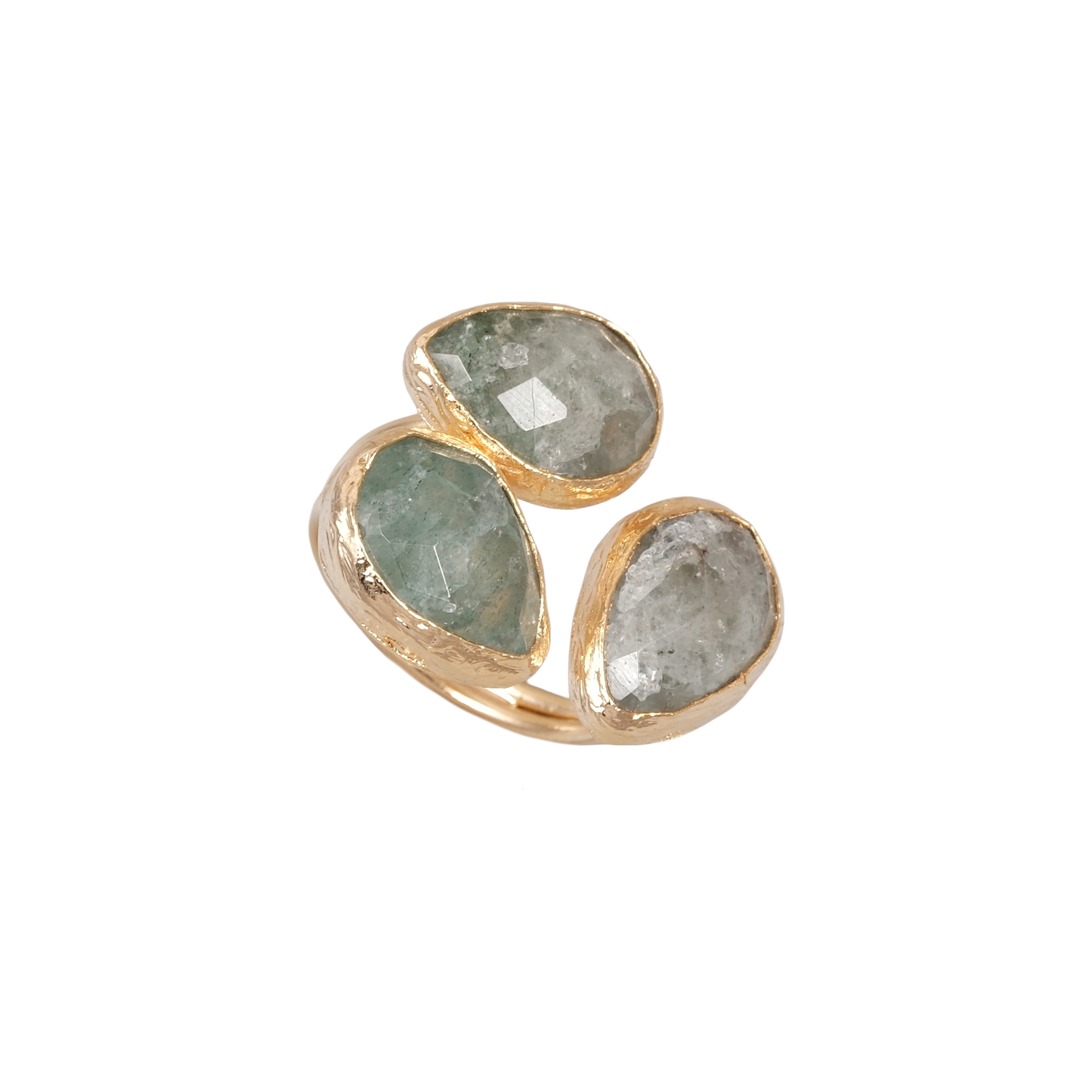 Doğal Taş Damla Üçlü Yüzük - 10x15mm