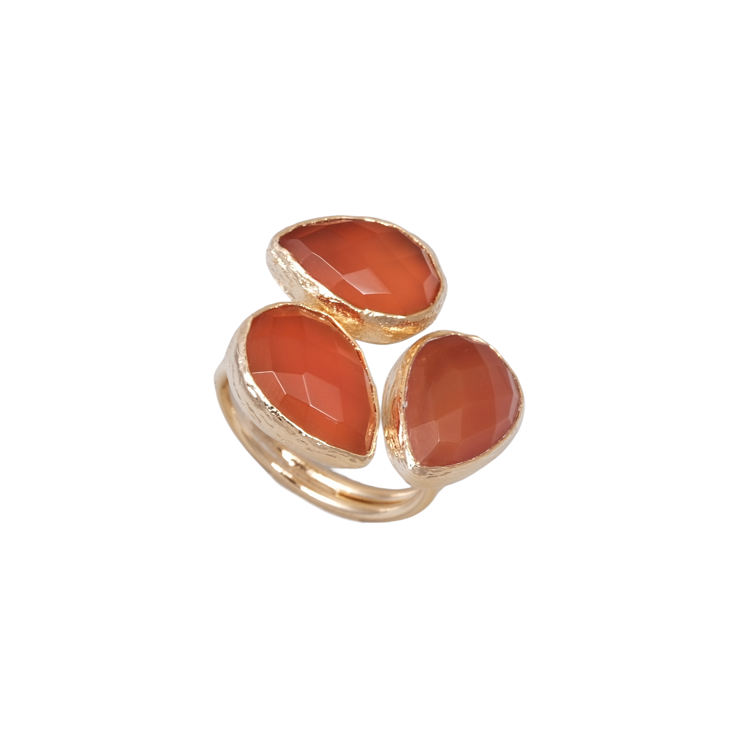 Doğal Taş Damla Üçlü Yüzük - 10x15mm