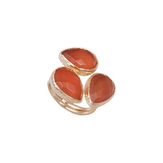 Doğal Taş Damla Üçlü Yüzük - 10x15mm