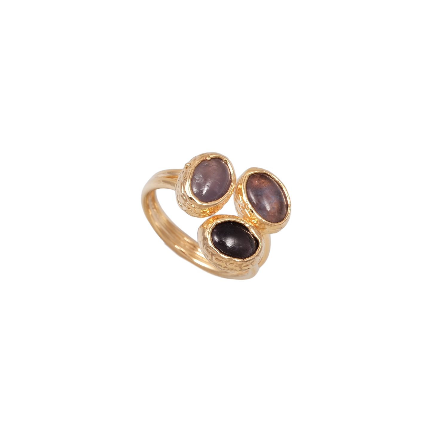 Doğal Taş Oval Üçlü Yüzük - 6x9mm